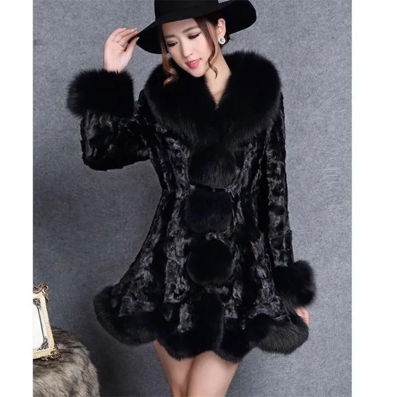 Vintage Mother's Winter Woolen Coat Long 2026 New Mid-Elderly Women's Winter Mink Velvet Coat Imitation Fur Coat Female Autumn