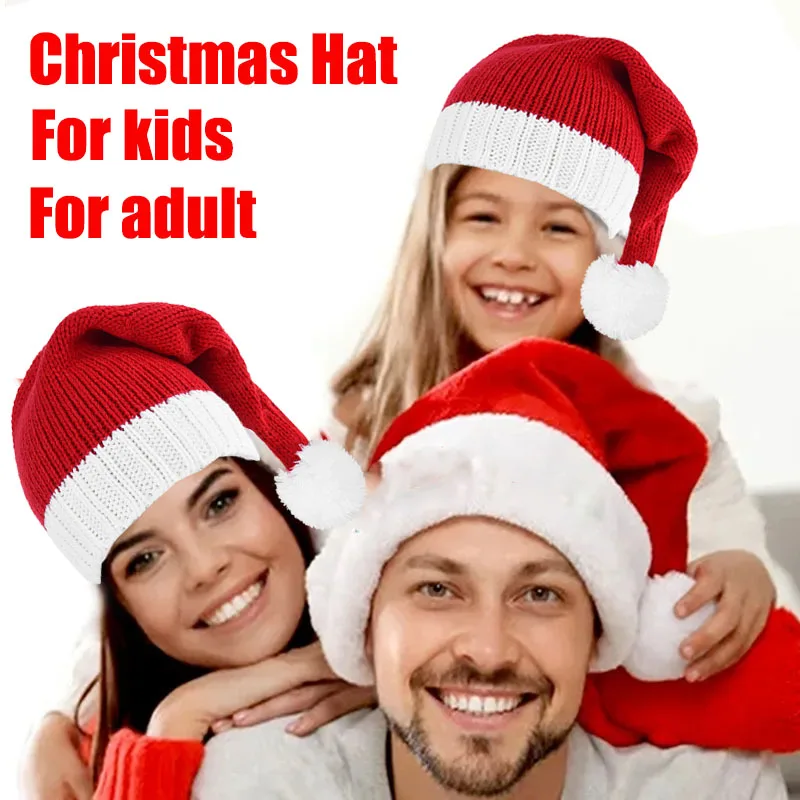 YAUOIPI Weihnachtsmütze Kinder - Rote Strickmütze Mit Bommel 1-4 Jahre