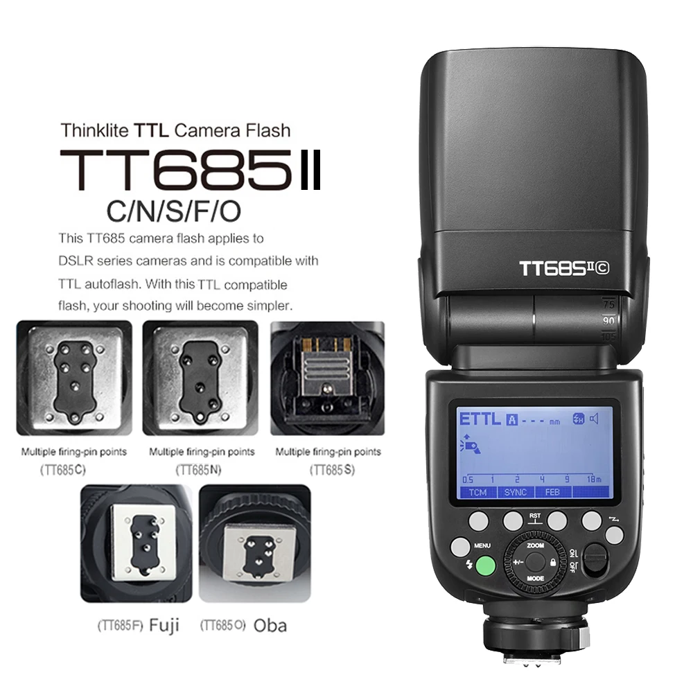 GODOX TT685II Camera Flash Light TTL 2.4G HSS 1/8000s GN60 Wireless Speedlite TT685 II for Canon Nikon Sony Olympus Fuji 2