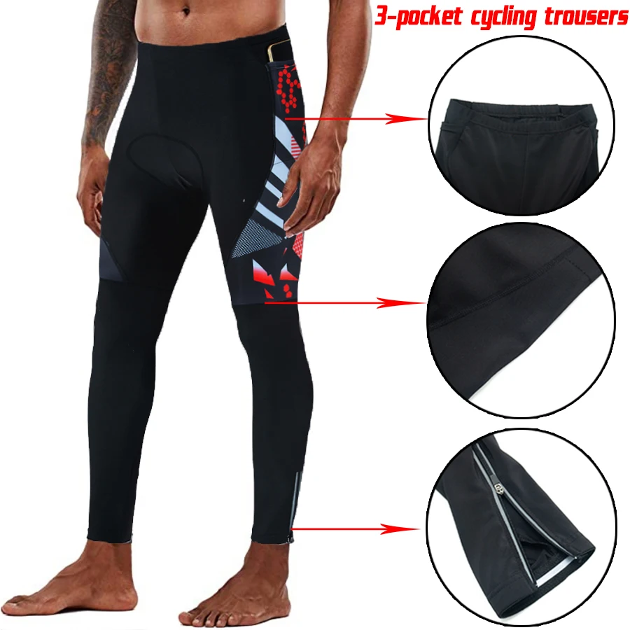 3 Pockets Anti-shock 2023 Cycling Pants Mountain Bike Cycling Trousers Anti-sweat 5D Anti Slip Padded Gel Racing Bicycle Pants