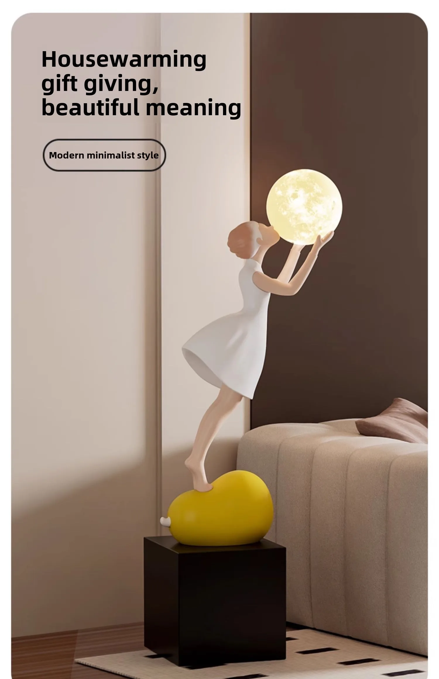 Home Decor Figurine Creative Lovely Moonlight Girl Statue Floor Decor Living Room Large Sculpture Art Ornament Housewarming Gift
