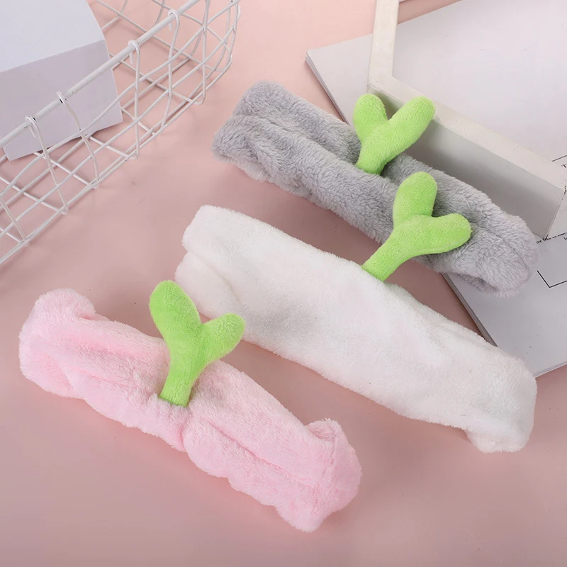

Cartoon Small Bean Sprouts Plush Hair Band Cute Plush Hair Hoop Makeup Headband Wash Face Hair Ties Multifunction Hair Accessory