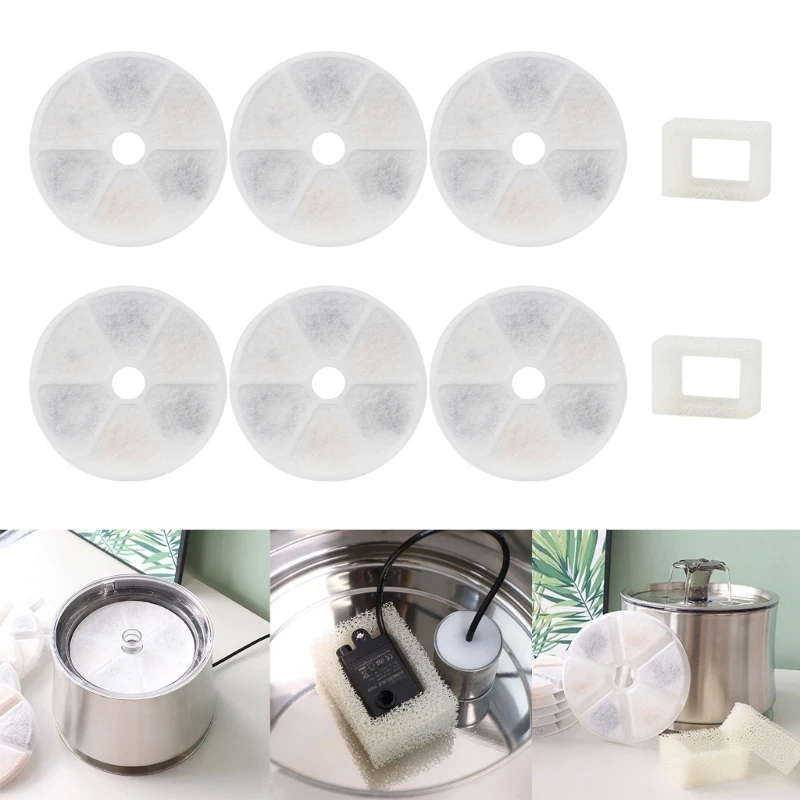 6-Pack-Replacement-Filters-For-Pet-Fountain-Unique-Double-Filtration ...