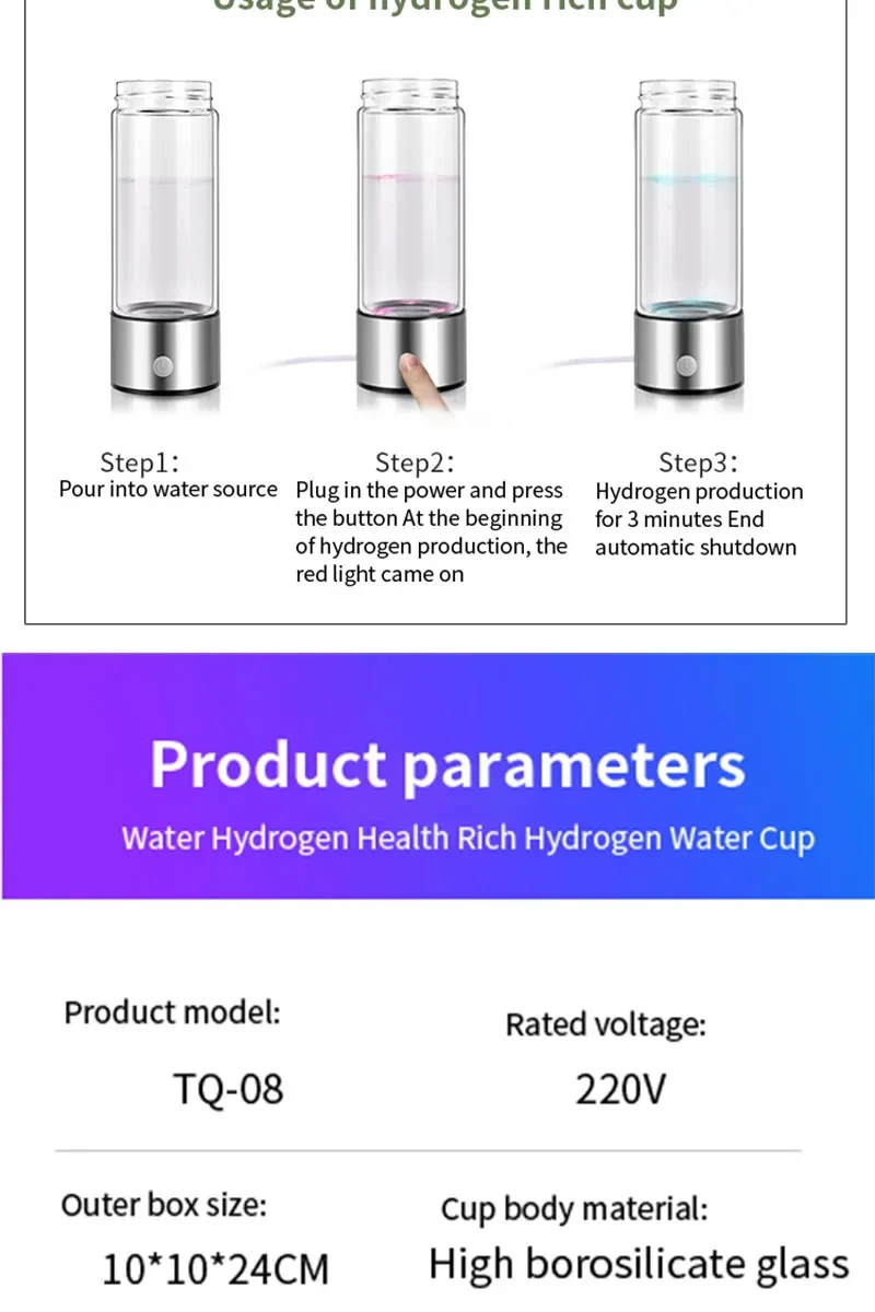 Sb8a6c27e0e144ed1b871db10ab3b1f19n Portable Hydrogen Water Generator Alkaline Maker Rechargeable Water Ionizer Bottle Super Antioxidan Hydrogen-Rich Water Cup