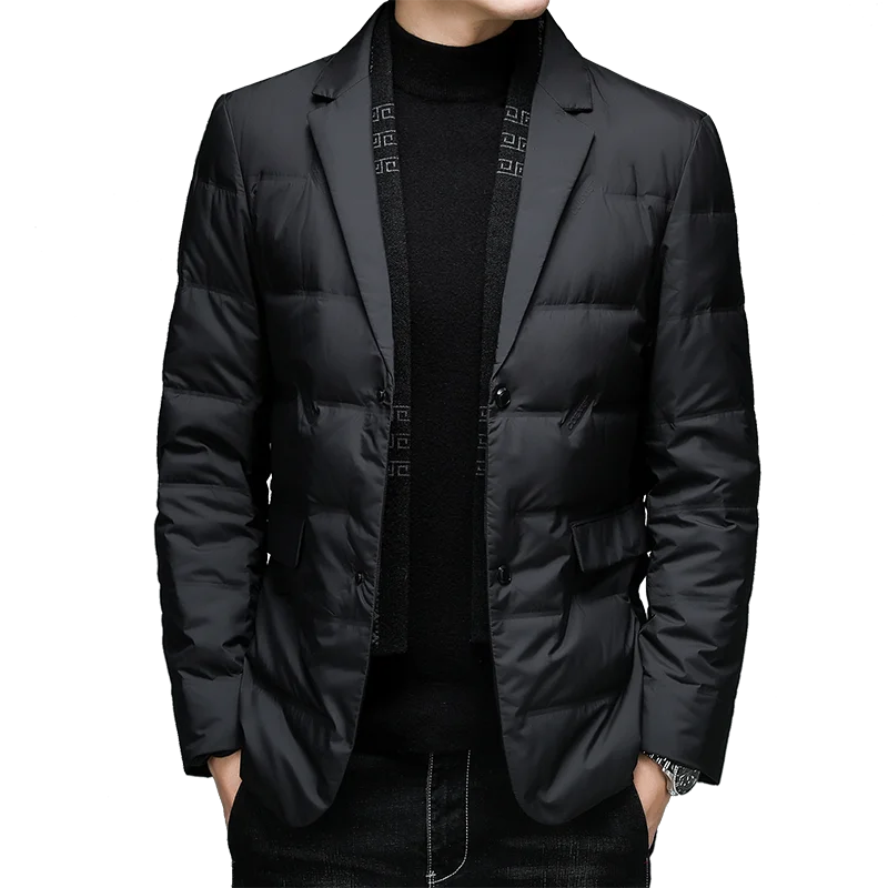 

2021Winter New Style 90 White Duck Down Men's High-End Quality Scarf Collar Casual Suit Jacket