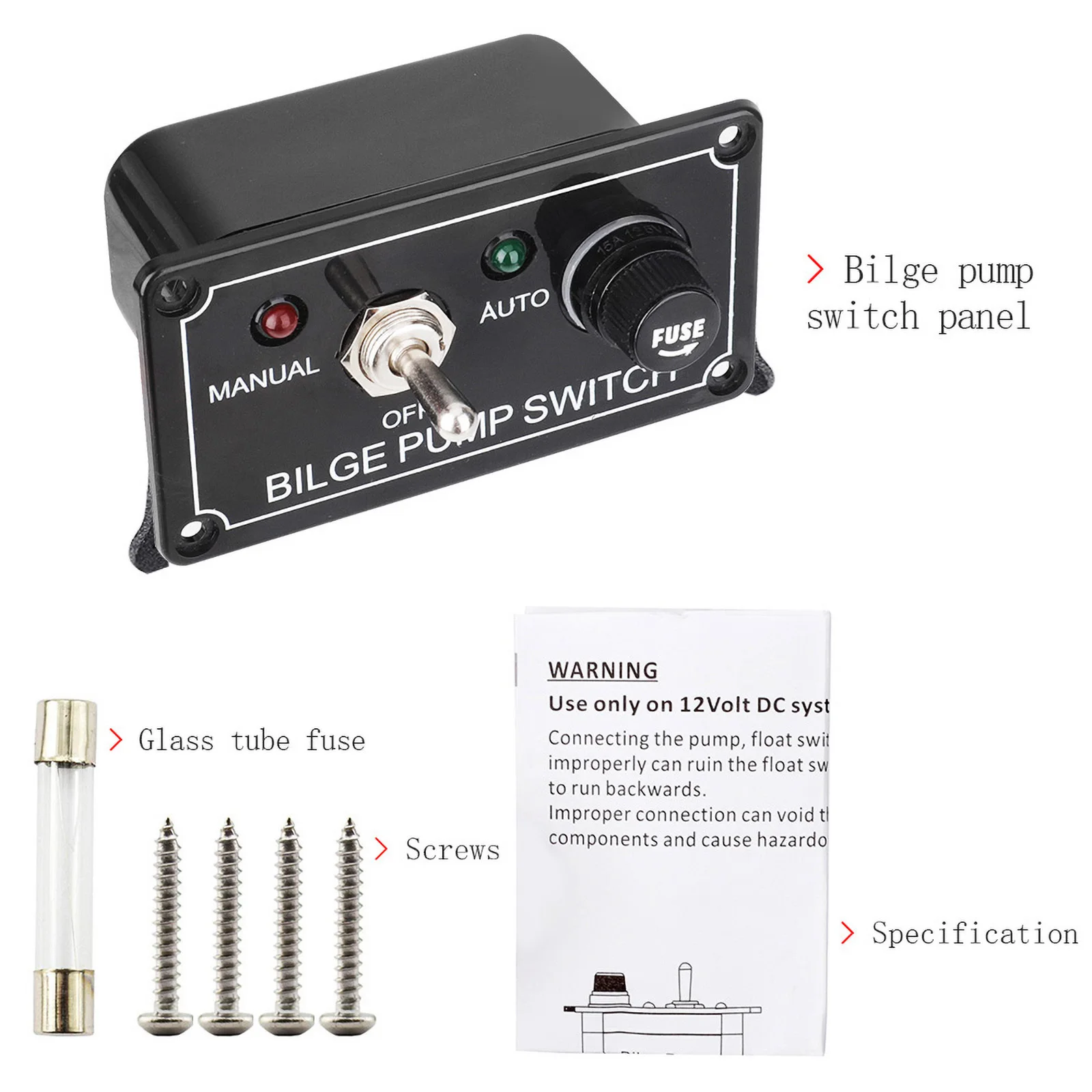 Seaflo Panneau De Commutateur De Pompe De Cale à 3 Voies (Automatique-arrêt-Manuel) 12v 24v