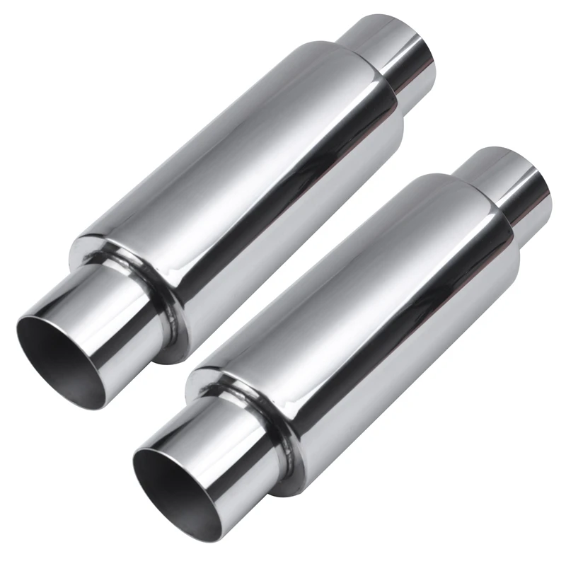 

2X 2.5 Inch Inlet Universal Resonator/Performance Muffler Stainless Steel 11.5 Inch