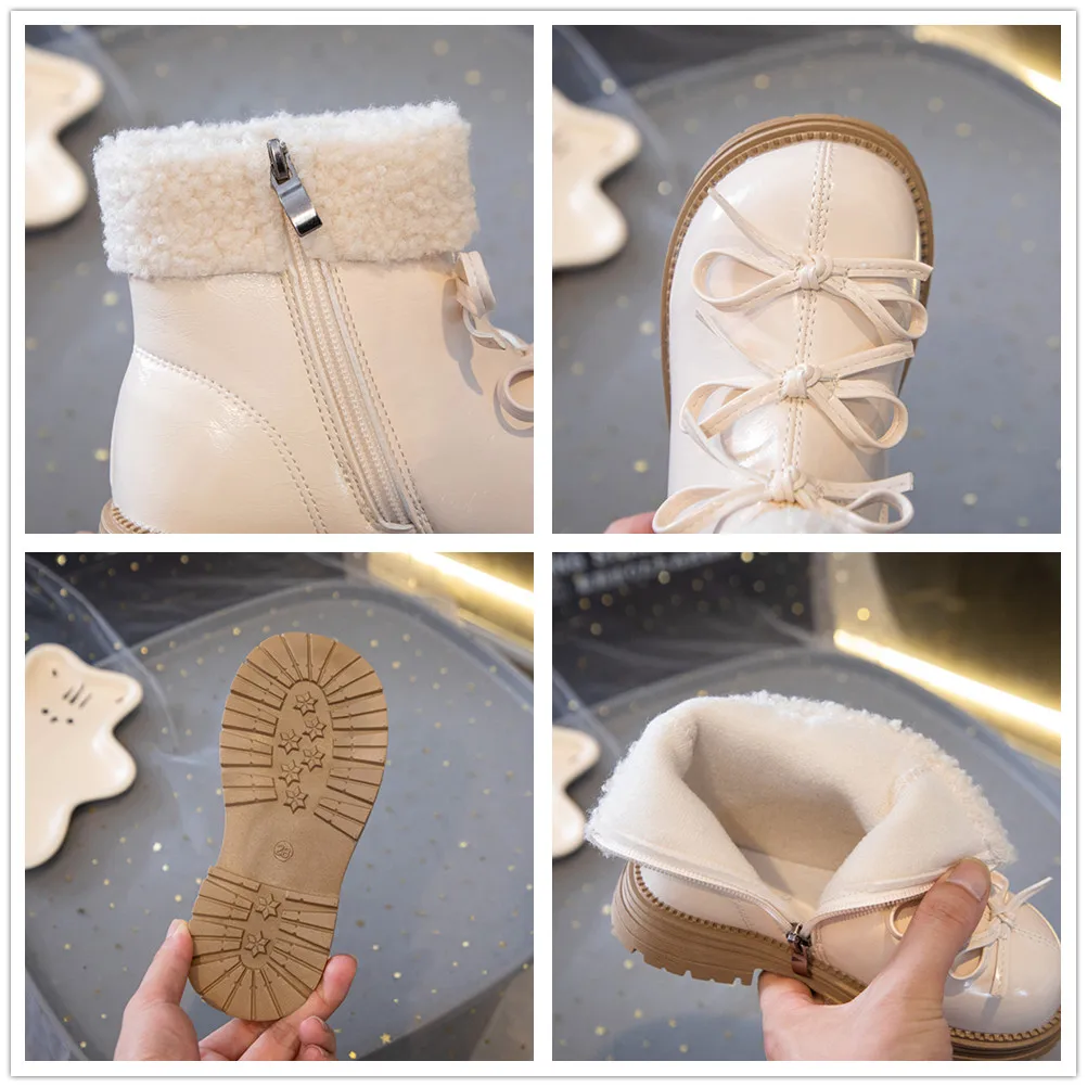 Girls Fleece Ankle Boots with Breathable Lining for Winter