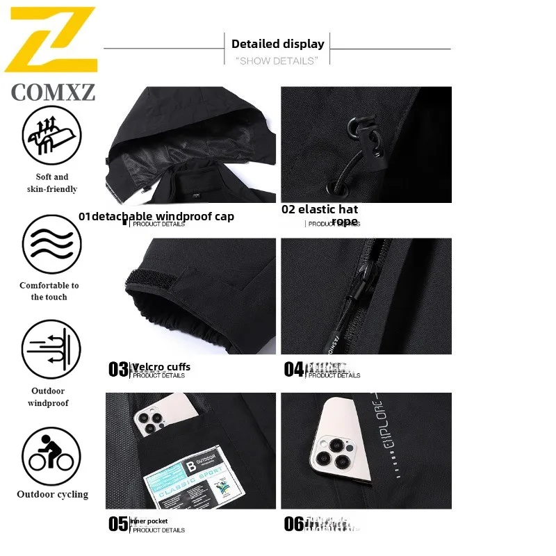 Men 3-in-1 Mountaineering Jacket American Style Detachable Waterproof Windproof Thermal Fleece Liner Outdoor Trekking Coat Hood