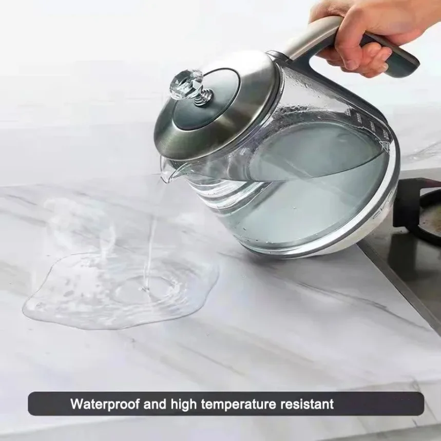 Wall Stickers Modern Waterproof Marble Self Adhesive Foil Mould Proof Stickers for Kitchen High Temperature Resistant Wall Decor