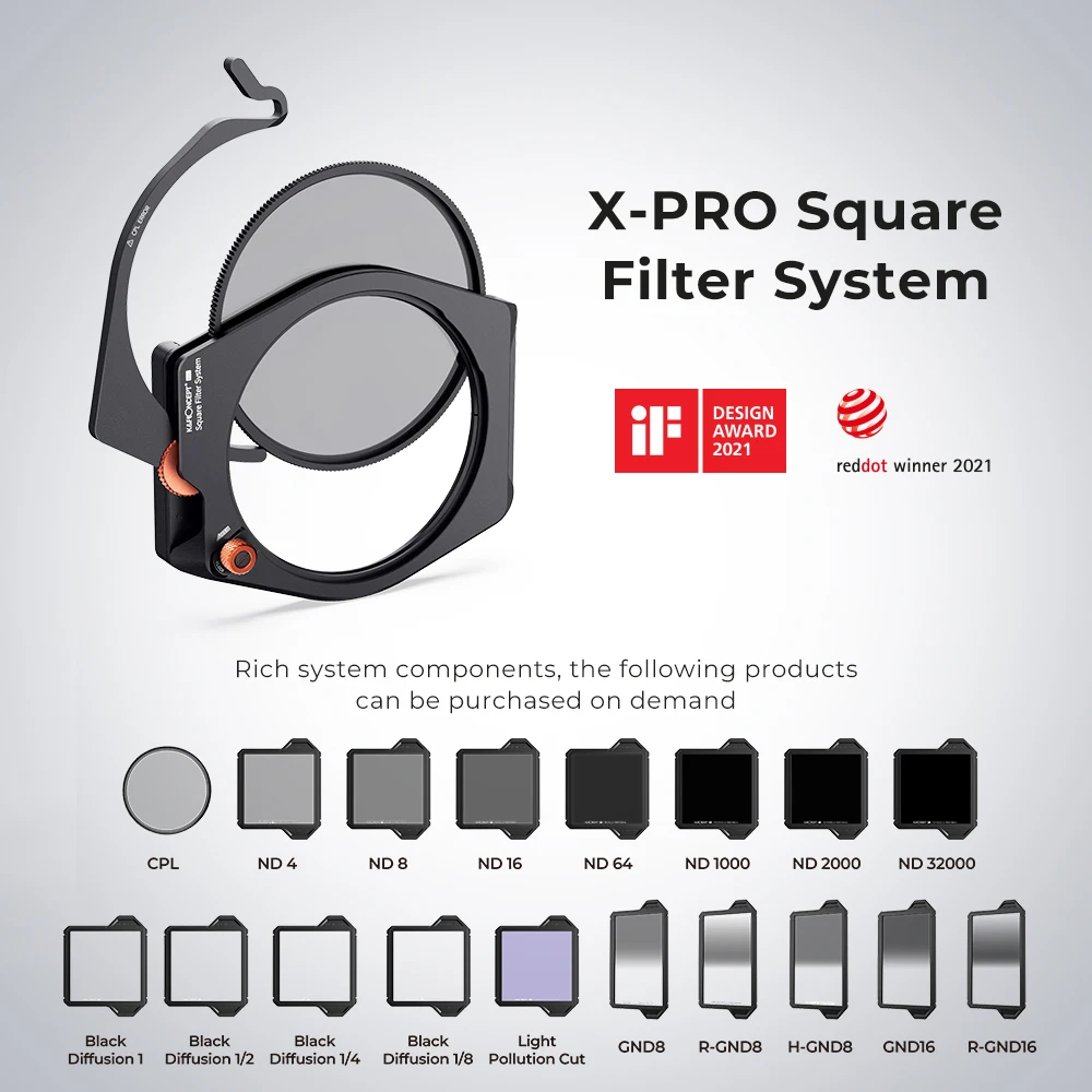 K & F Concept X-PRO 스퀘어 소프트 GND8 (3 스톱) 필터 28 레이어 코팅 소프트 렌즈 용 중립 밀도 필터