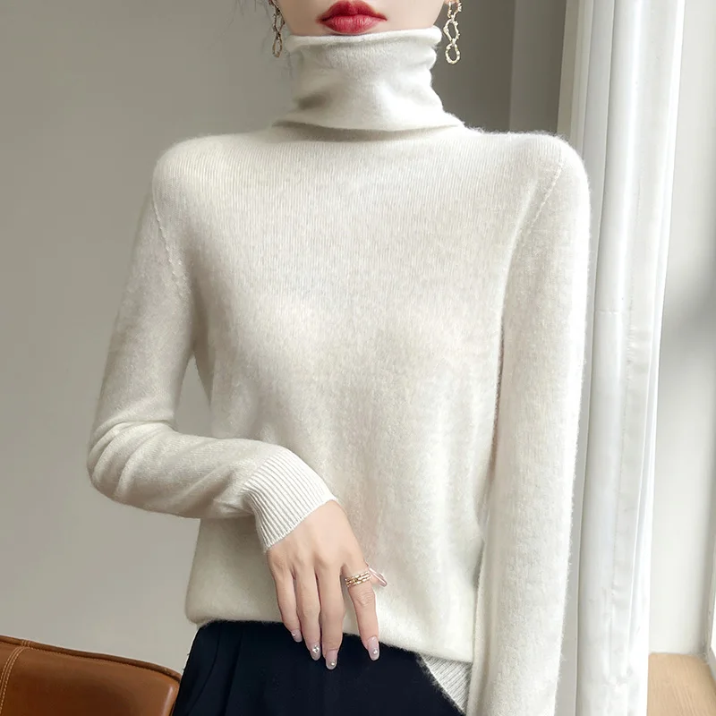 2024 New Autumn/Winter Women's Stacked Collar Cashmere Hoodie Long Sleeve Soft and Warm, Available in Multiple Colors 4
