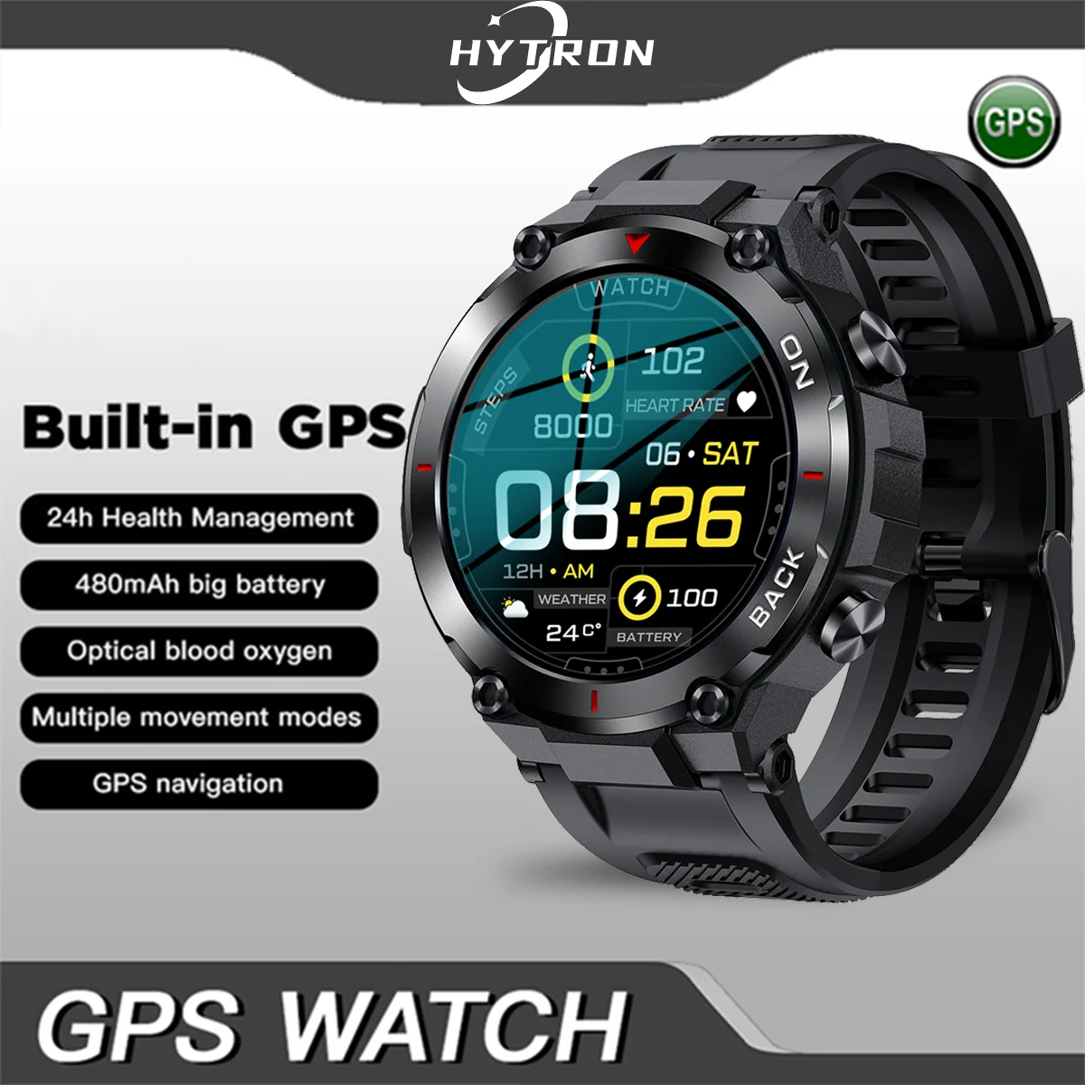 

New GPS Smart Watch Men 1.32" IPS Display Screen Health Monitor Outdoor Sports Watches 5 ATM Waterproof Smartwatch For Swimming