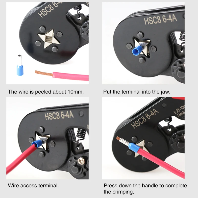 Tubular Terminal Crimping Pliers HSC8 6-4A Crimper Wire Mini Ferrule Crimping Tool Household Electrical Kit With Box