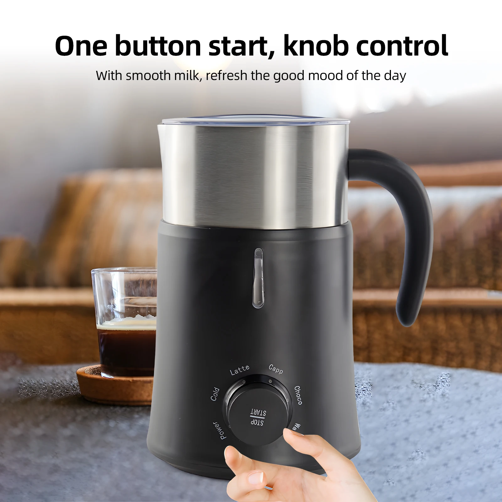 5in1 Electric Milk Frother Hot Cold Foam Maker Milk Warmer for Latte Cappuccinos Hot Chocolate 500W Non-Slip Coffee Frother 2