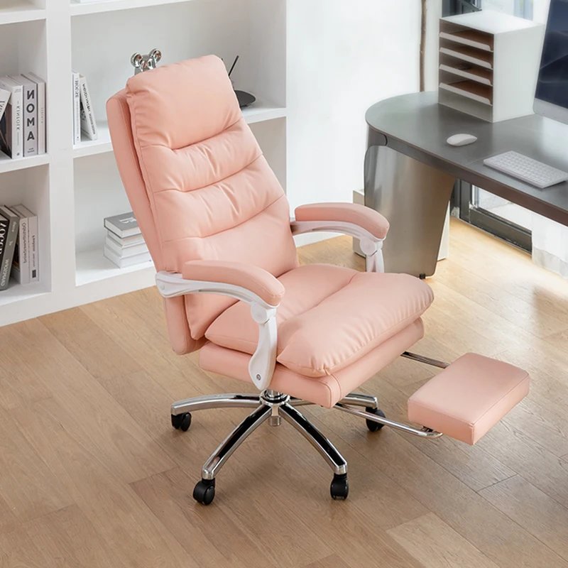 Bedroom Pink Office Chair Gaming Home Girl Rolling Foot Rest Leather Chairs Floor Working Hand Chaise De Bureau Office Furniture cindy sherman working girl