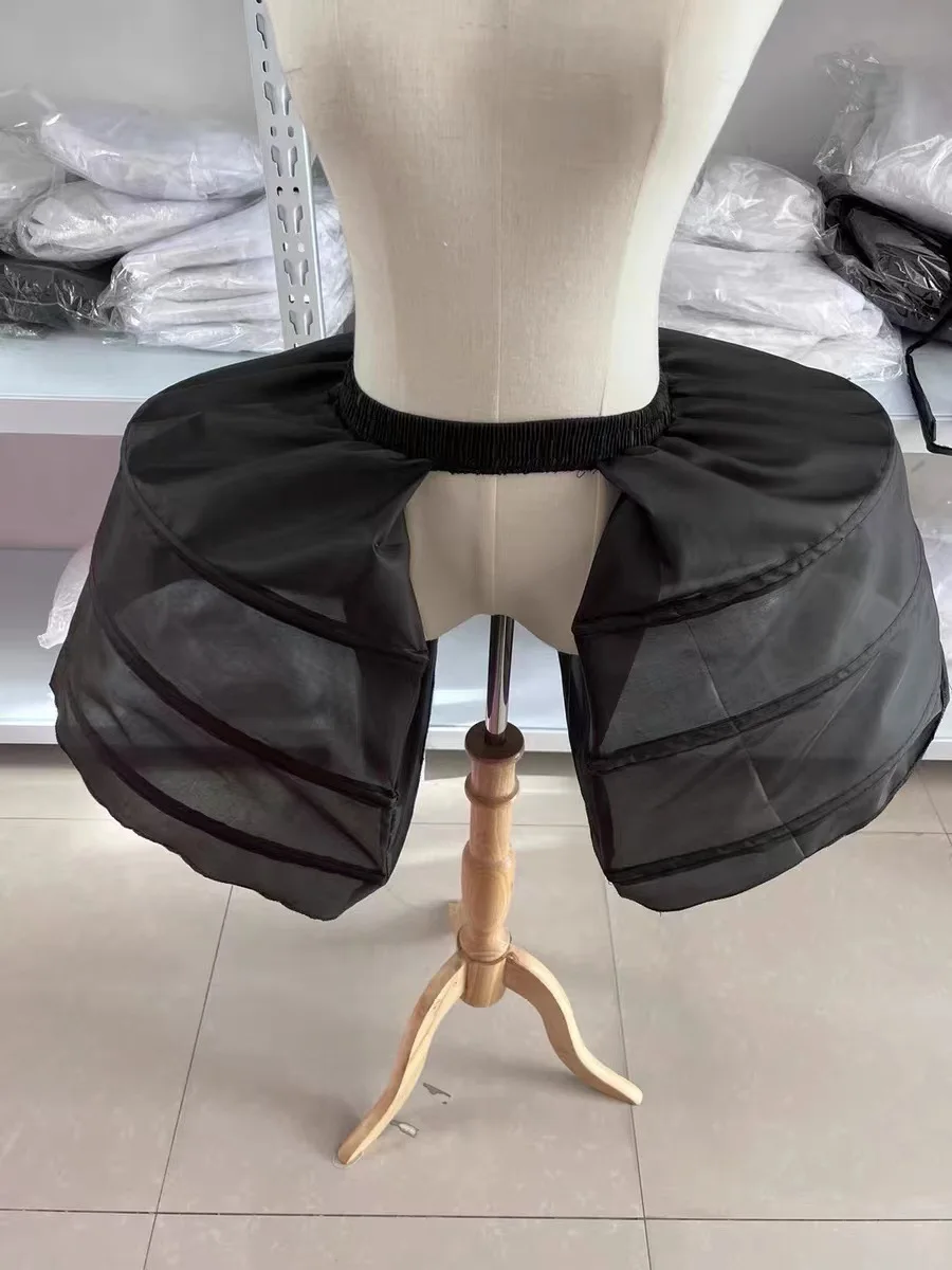 

Black Rococo 3 Hoops Petticoat Baroque Underskirt For Bridal Wedding Dress Gowns Real Photos Front Cutout Crinoline Underwear