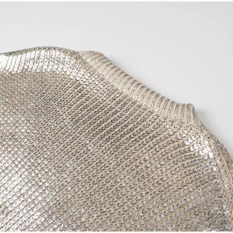 Sb8a744e624c54f7c91553dfad7b2bc83k Sequins Knitted Sweaters For Women Autumn Winter Pullover Long Sleeve Metallic Hoodie Shiny Elegant Female All-match Coats Mallzona