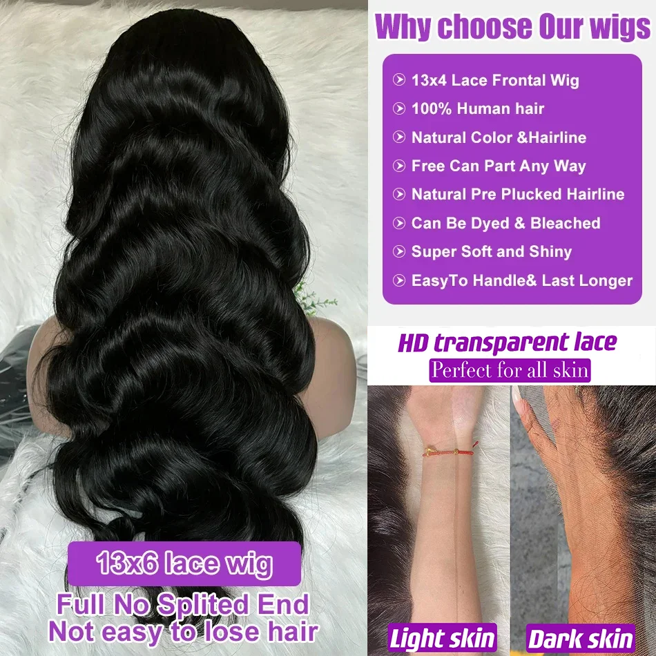 Nadine 13x6 Hd Transparent Body Wave Lace Front Wig BrazilianLace Frontal Wig 13x4 Pre Plucked Lace Human Hair Wigs Wet And Wavy - Image 5