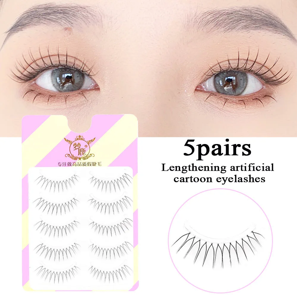 

5 Pairs A-Type Wispy Comic False Eyelashes Transparent Band Natural V-shaped Volume Lashes Extension Korean Makeup Accessories