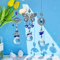 Turkish Blue Evil Eye Butterfly Wall Hanging with Crystal Suncatcher Home Decor Protection Good Luck Blessing Housewarming 2