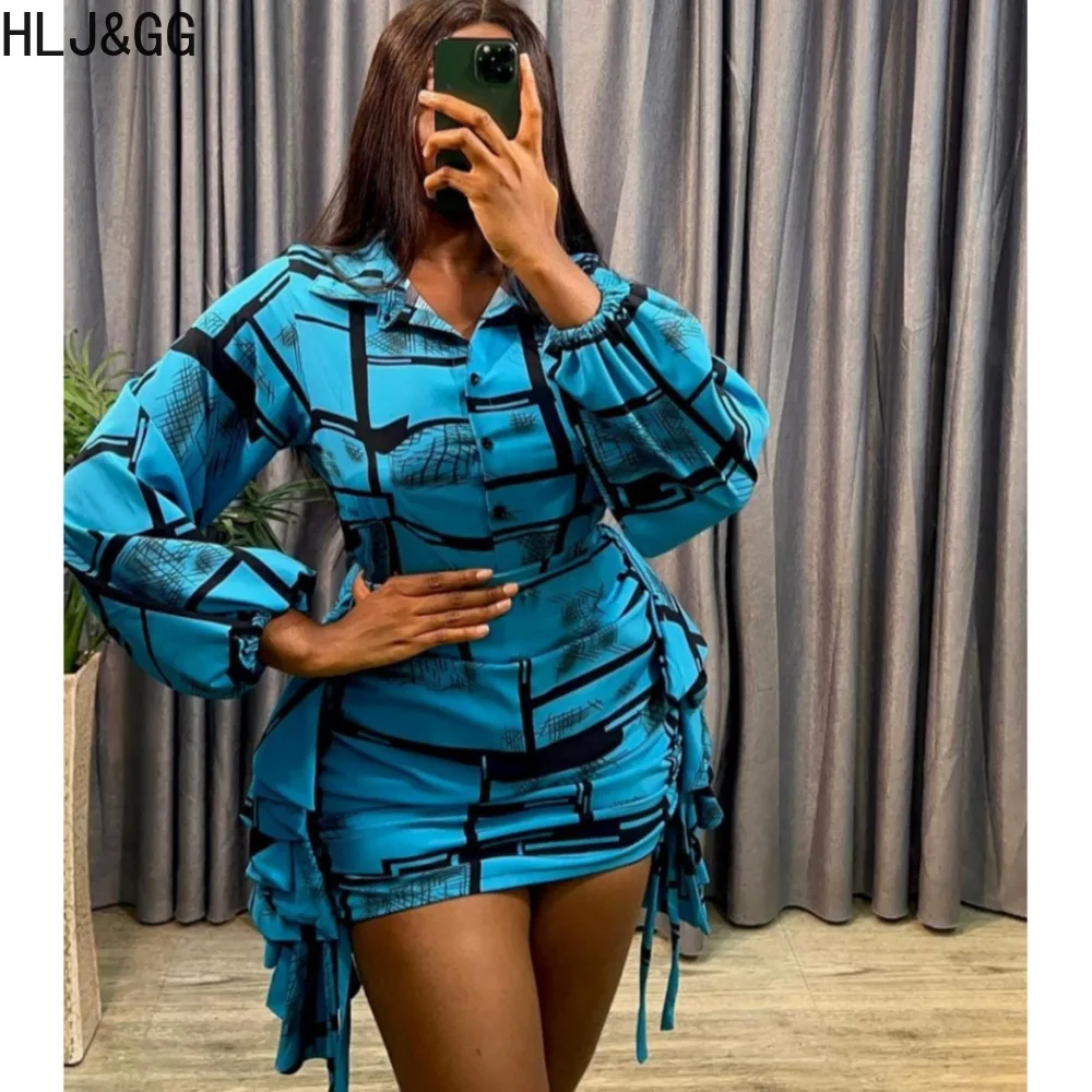 HLJ&GG Fashion Streetwear Women Turndown Collar Long Sleeve Shirts + Irregular Ruched Skirts Two Piece Sets Female Print Outfits 2023 summer women s maternity nursing tops casual short sleeve side ruched pregnancy breastfeeding shirt solid pregnant top