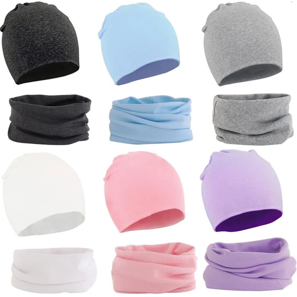 Baby hat Autumn winter 2Pcs hat scarf set Kids beanies