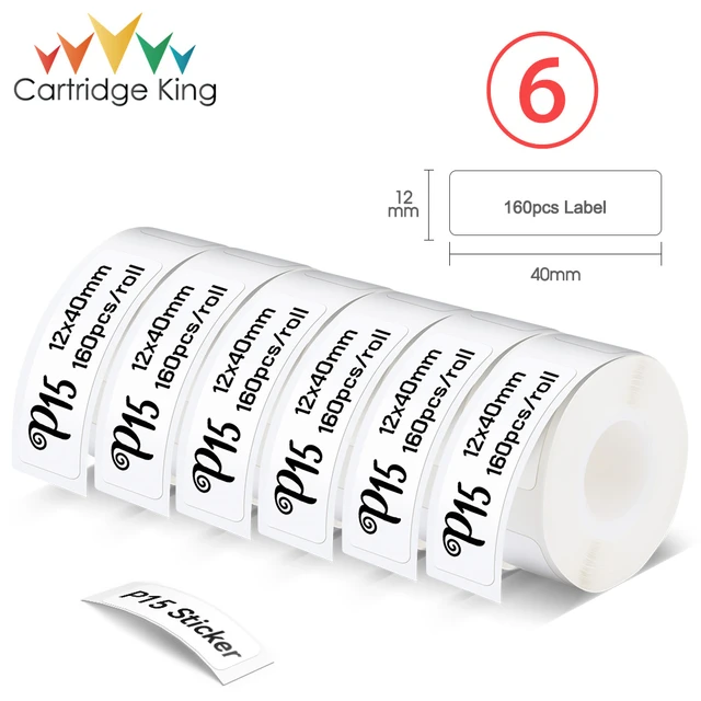 Ruban d'étiquettes blanches étanches pour imprimante thermique, autocollant  d'impression bricolage, papier adhésif pour étiqueteuse P15, 12mm x 40mm, 3  ~ 6PK, 160 pièces par rouleau - AliExpress