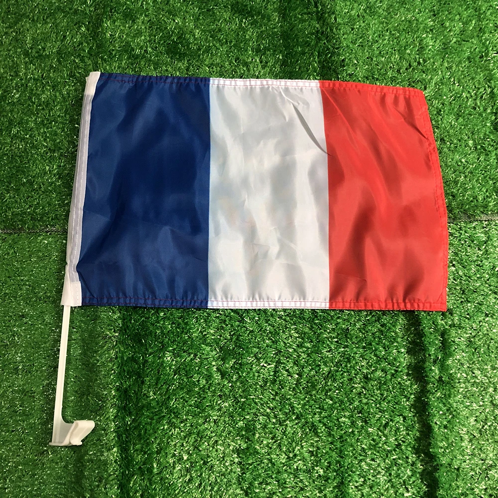 CUSTOM FLAG 30*45cm France car flag France car waving Flag National Flag standard-bearer waving flag with plastic flagpole