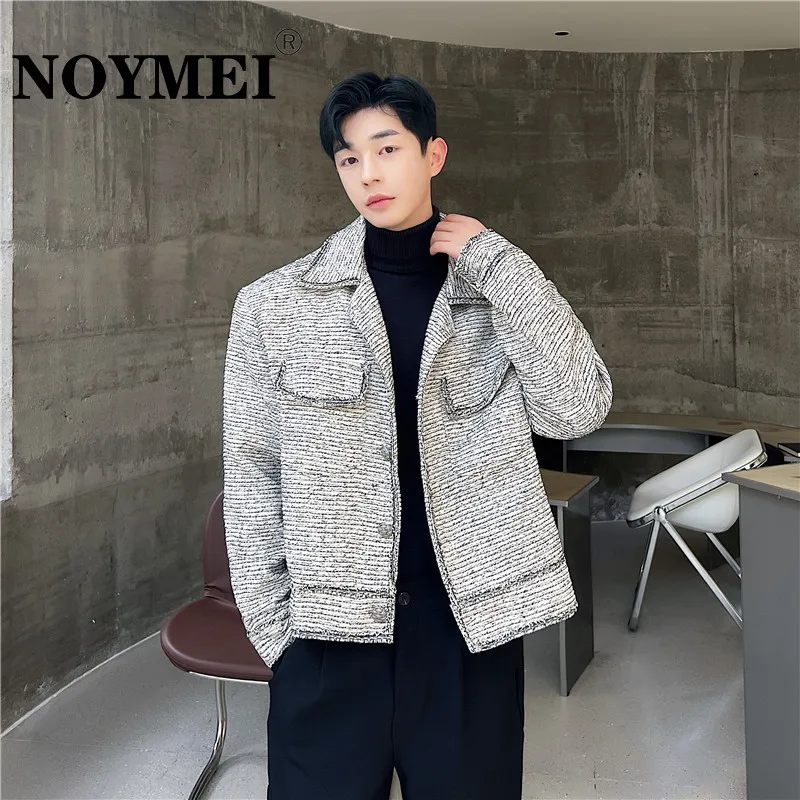 

NOYMEI Fashion Small Fragrance Fabric Lace Decoration Korean Style Casual Jacket Male Coat Lapel Autumn 2024 Pockets WA2856