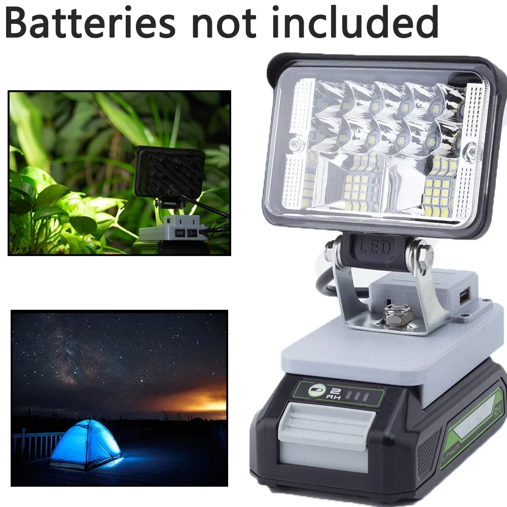 For Greenworks 24V Lithium Battery Portable LED Camping Lantern Work Light Outdoor Wireless w/USB tuya smart 3mp 3 5w solar 7800mah battery wireless ptz outdoor waterproof surveillance wifi ip security cctv color light camera