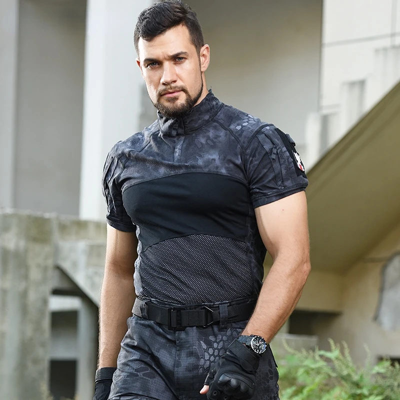 

Футболка мужская быстросохнущая, камуфляжная уличная тактическая тренировочная, для отдыха, спорта, летняя