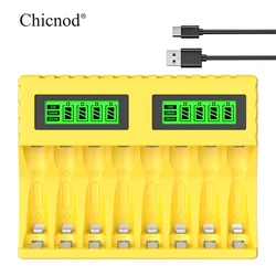 Universal Smart Battery Charger with LCD Display and USB Type - C Connection for AA and AAA Ni - MH Batteries, 8 - Slot Capacity (Only Charger)