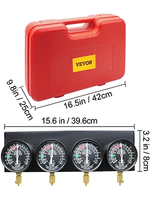 SucceBuy Fuel Vacuum Carburetor Synchronizer Carb Tool sync 4 Gauge Set with Rubber Hose Vacuum Balancer Meter Kit For Motorbike