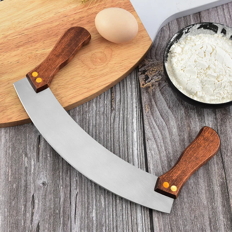 Stainless Steel Pizza Knife Nougat Handle Swing Cutter Scraper Double Bing Cutter Baking Tool Cookies Kitchen Bakeware pizza cutter pizza knife