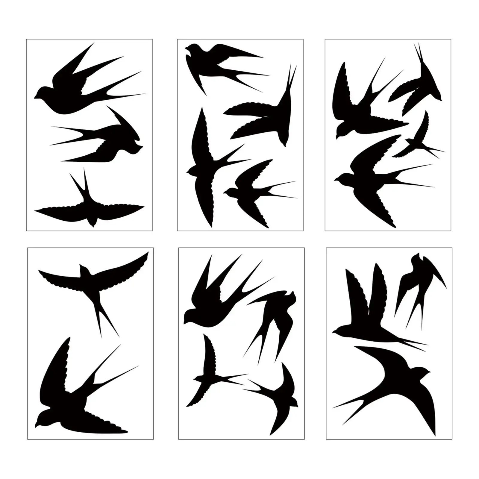 Swallow Stickers 6 Sheets 20Pcs Birds Prevent Birds Strikes Home Decor PVC Window Decoration Static wall sticker window stickers
