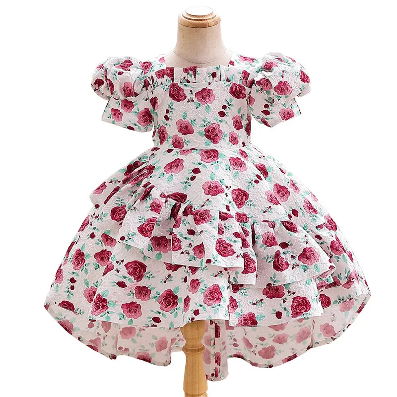 

Одежда для девочек с цветами 3, 5, 10 лет, детское вечернее платье принцессы во французском стиле, элегантное женское платье на день рождения, свадьбу, Рождество