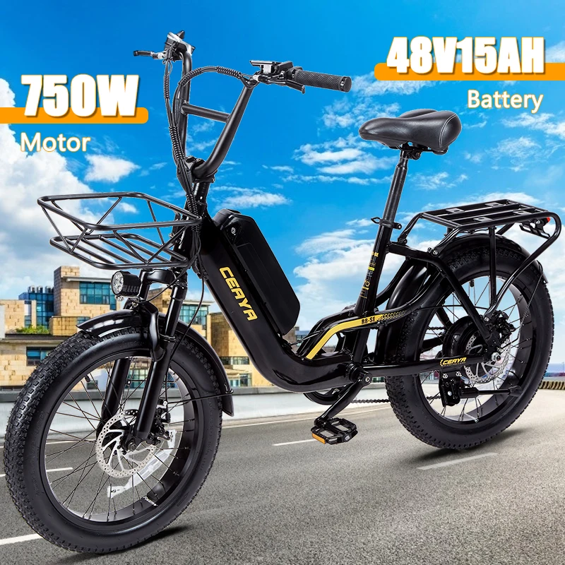 YDD-R8SE 20 * 3 tire ebike adult city commuter 48V 750W 15AH 7 speed bicycle mountain electric bicycle all terrain