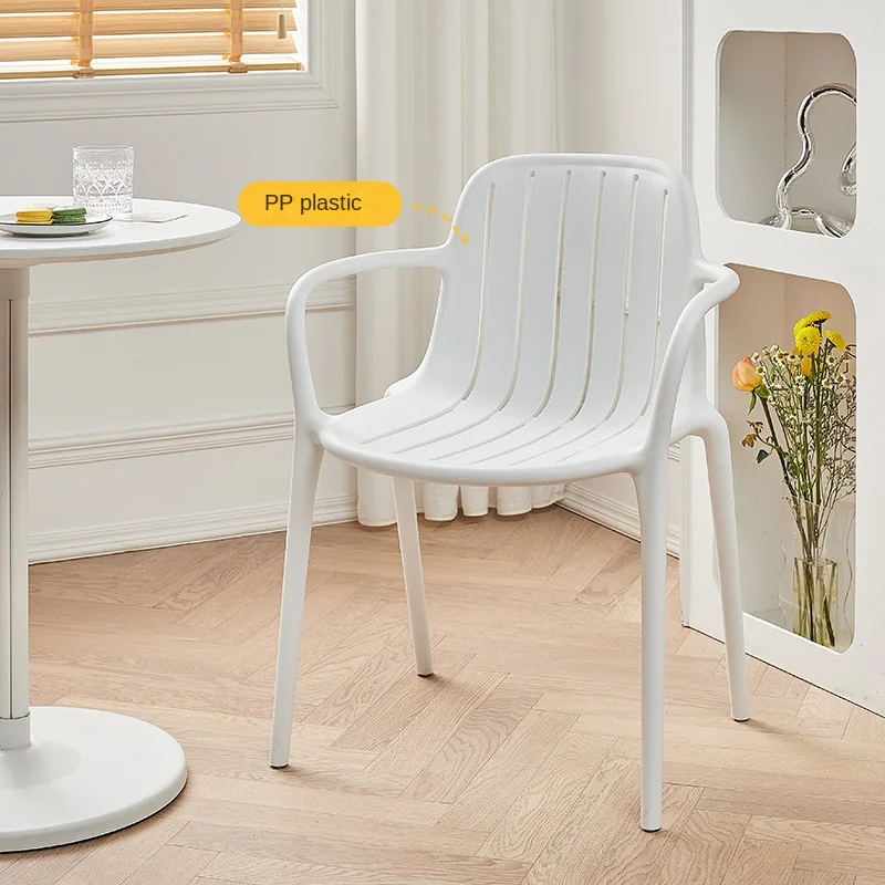 Plastic Dining Chair Home Stacked Nordic Chair Simple Armrest Armchair Ins Restaurant Dining Table And Stool