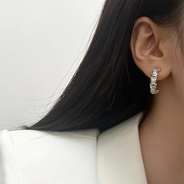 Boucles d'oreilles Vintage CC Design pour femmes, mode coréenne, croix X, Zircon, bijoux de fiançailles, cadeaux, vente en gros