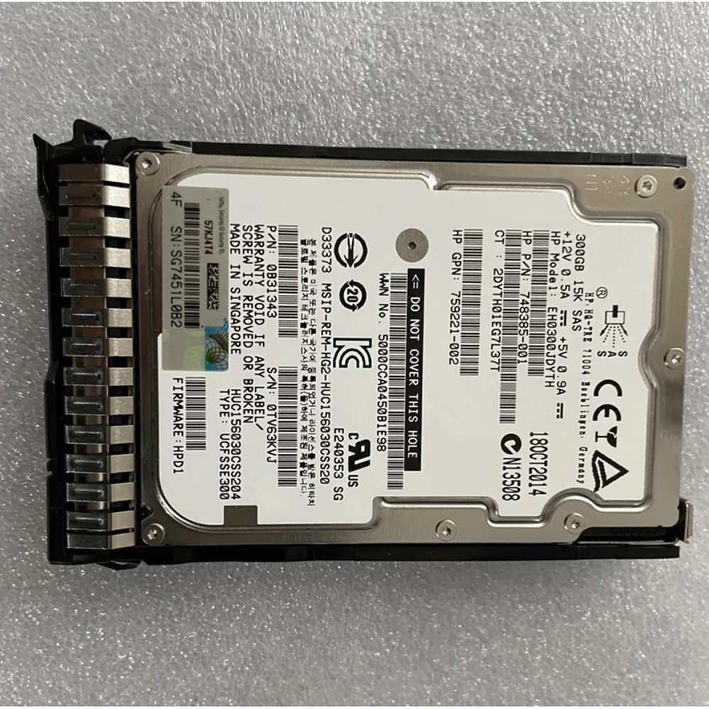 

300GB For HP 759208-B21 300G SAS 15K 12G 2.5 759546-001 Server Hard Disk