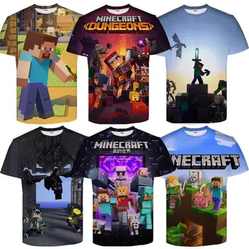 2025 3D Mini Minecraft Gioco Vestiti Il Mio Mondo T-shirt per bambini Manica corta Estate Stampato Panno per bambini Costume per adulti Cos 1