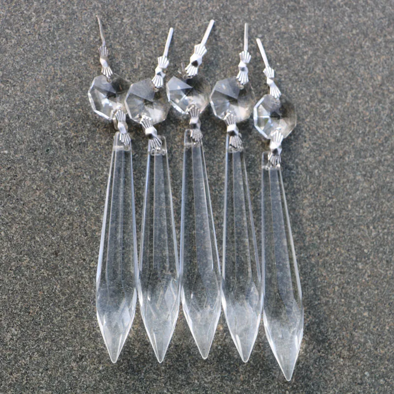 

76mm Crystal Icicle Prisms Clear Crystal Chandelier Lamp Prisms Parts Hanging Drops Pendants