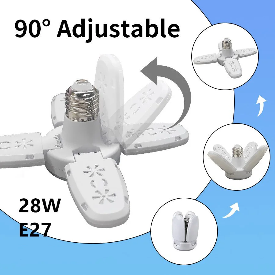 Foldable Led Bulb E27 Fan Shape AC220V 28W For Home Living Room Warehouse Garage Ceiling Light