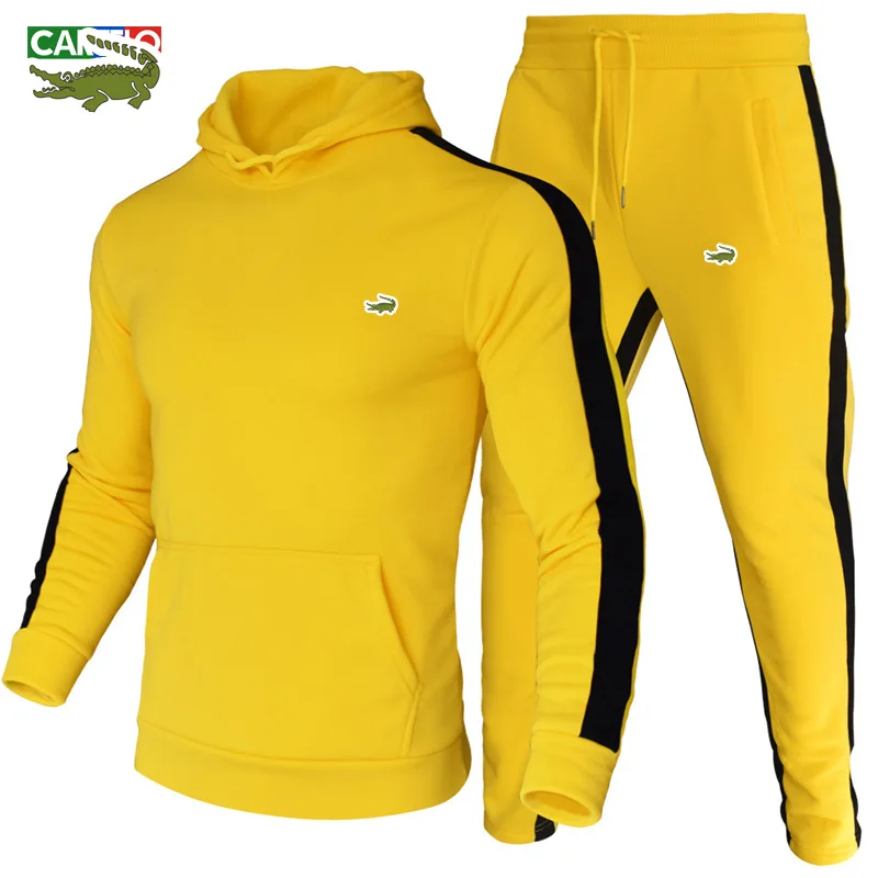 2023CARTELO Men's color-blocking suit sports suit spring and autumn hooded pullover jogging pants fitness casual wear sports sui