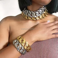 Collier en acier inoxydable 18 carats, bijoux épais en or, chaîne à maillons cubains, ras du cou pour hommes 3