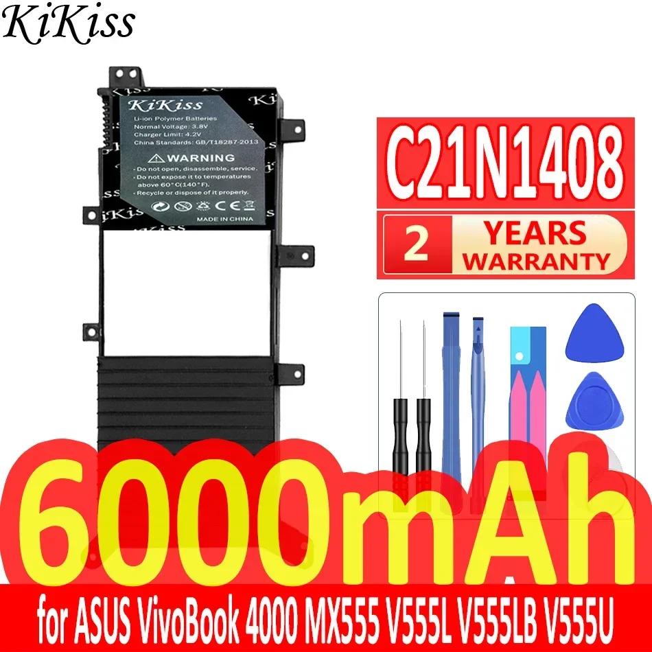 

6000mAh KiKiss Powerful Battery C21N1408 for ASUS VivoBook 4000 MX555 V555L V555LB V555U