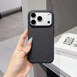 Luxury Ultra - Thin Leather Silicone Textured Soft Case - Candy Color Edition - iPhone 15 (Black)