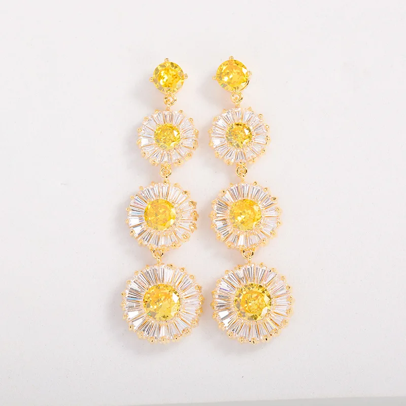 European and American Fashion Super Flash Micro-inset Zircon Earrings Earrings Personality Temperament Dinner Studs