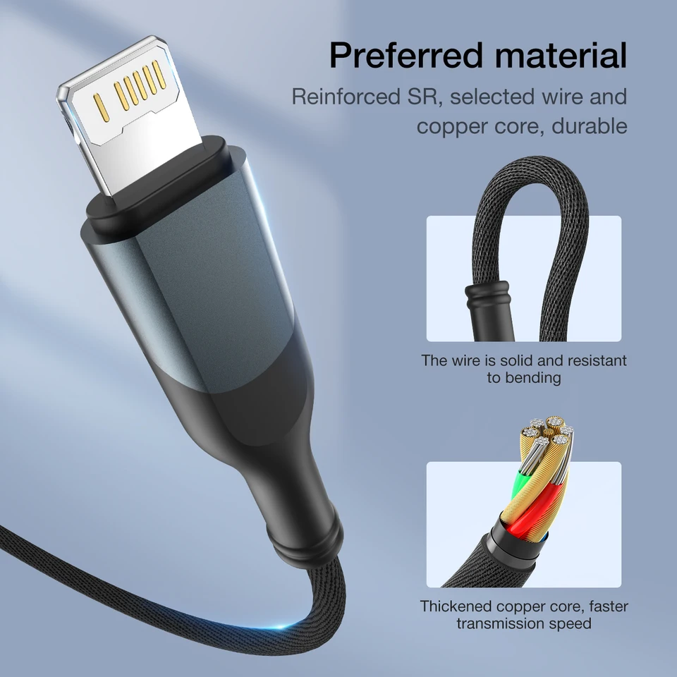 Cavo IPhone Intrecciato 3 Metri Ricarica Rapida | Per 14 13 12 11 Pro Max XS XR X 8 7 6 Plus SE IPad